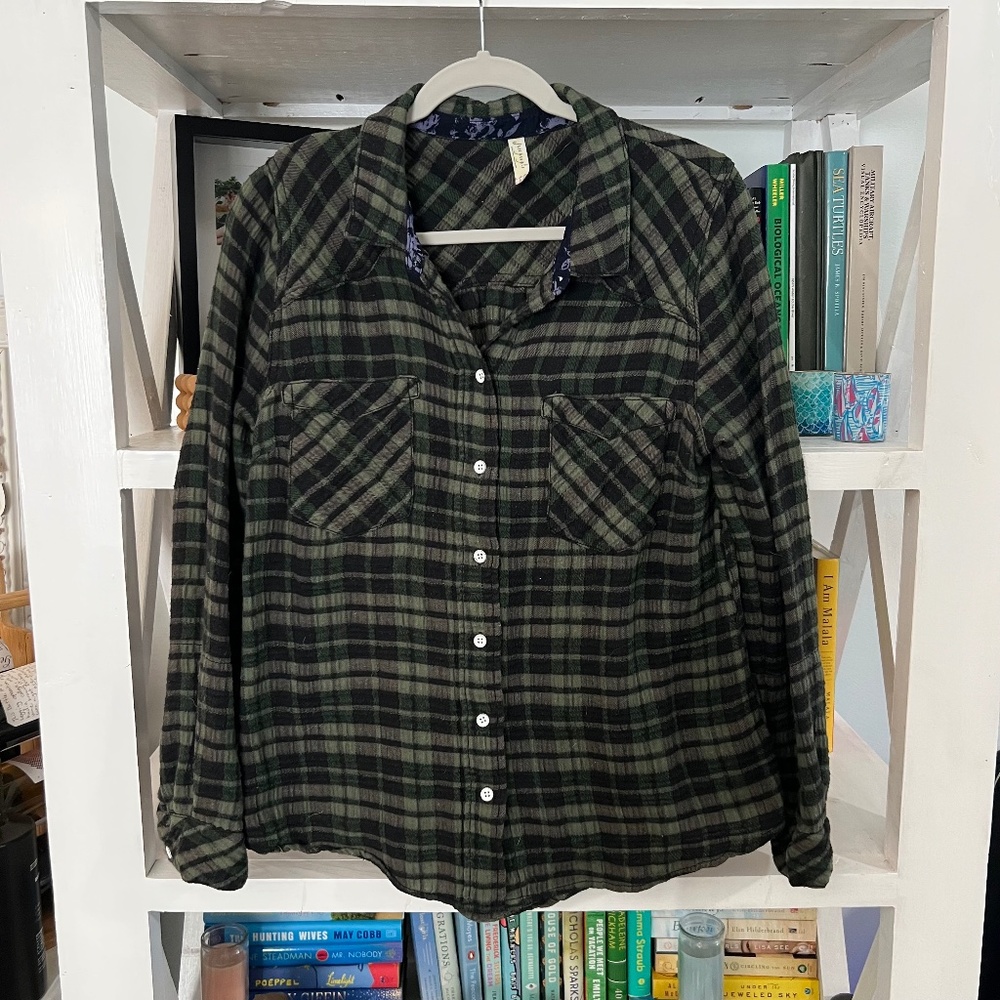 Free People Button Up Flannel Shirt - Size L